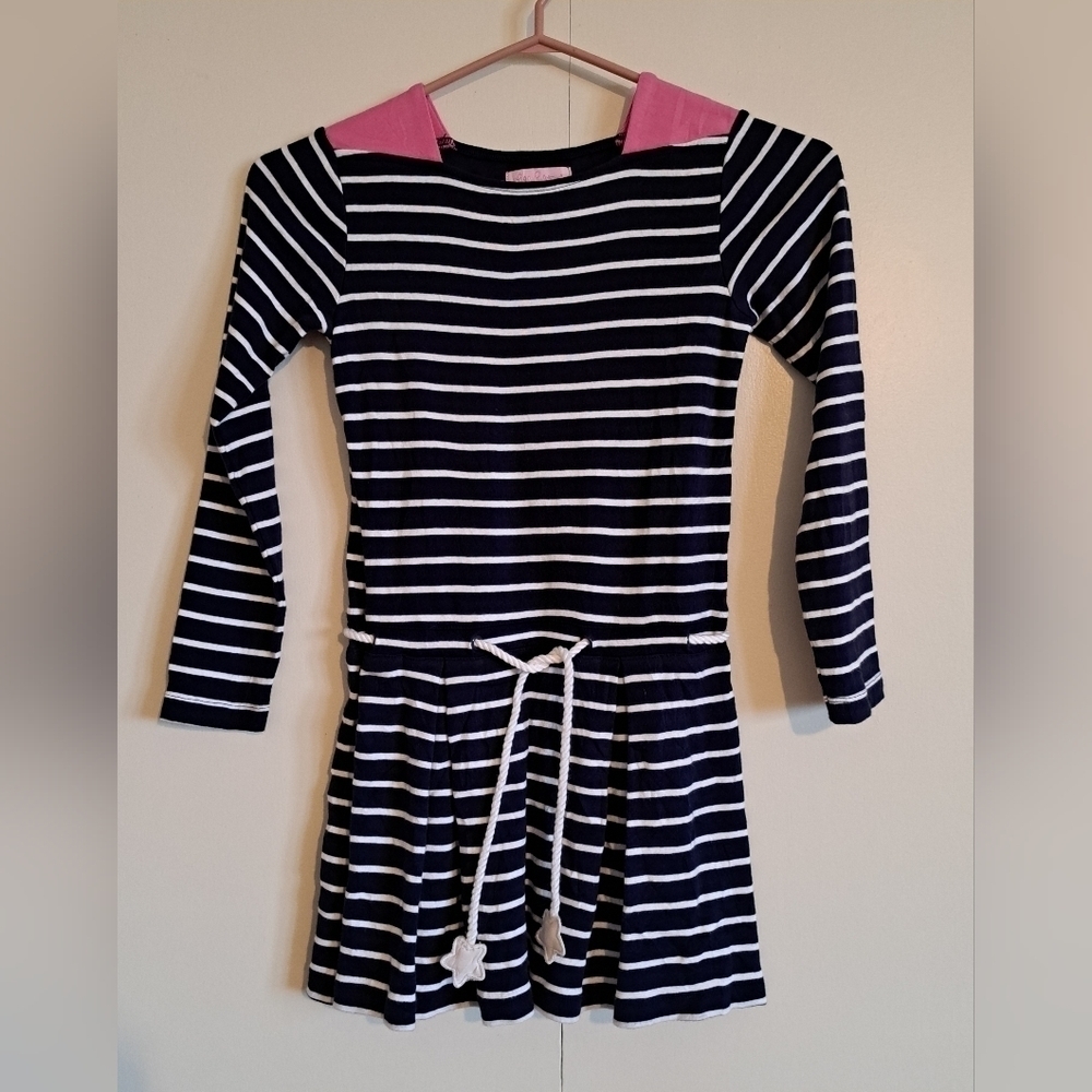 Lilly Pulitzer girls size 8 blue & white drop waist dress VGUC